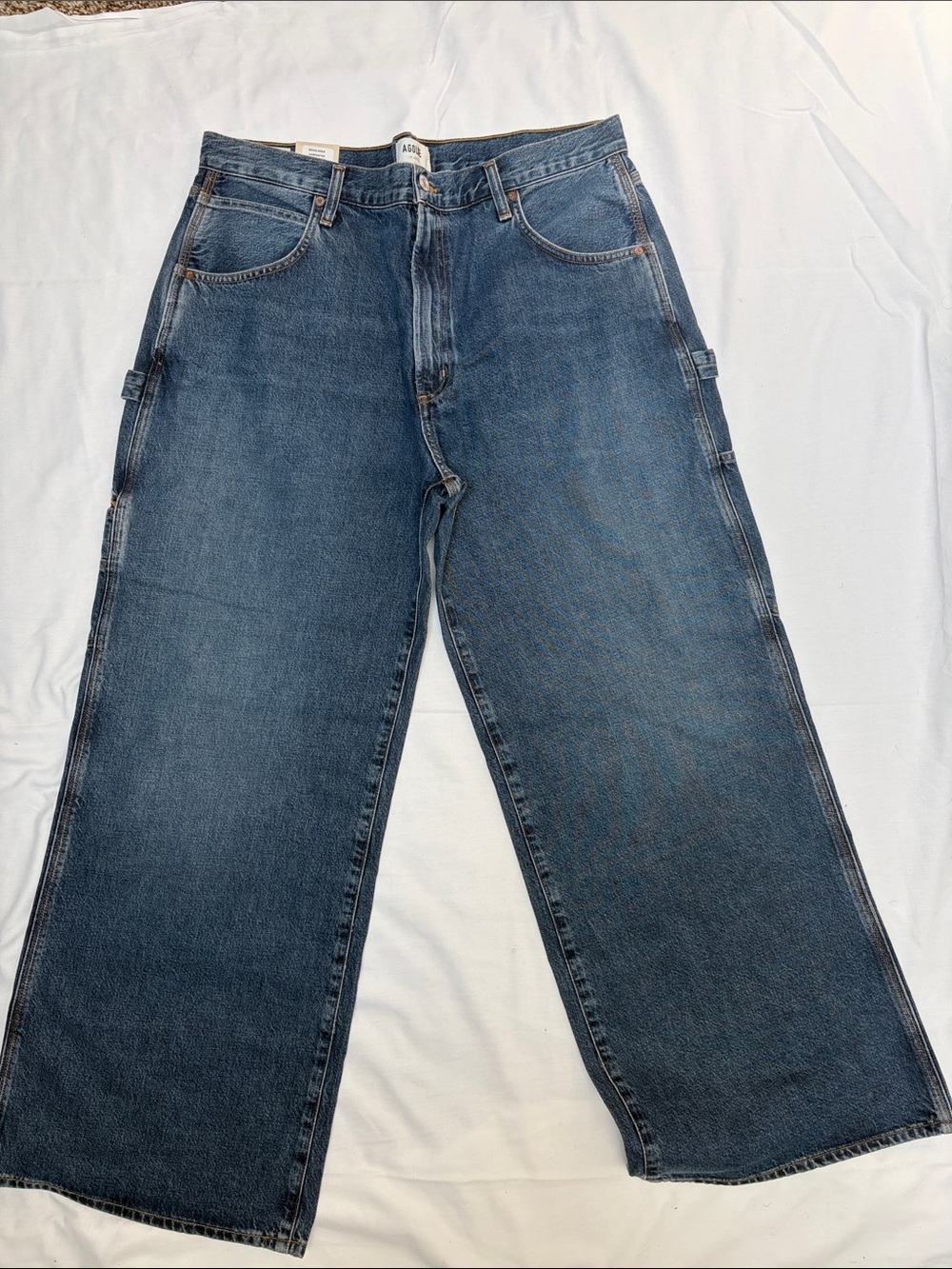 Agolde Men's Relaxed Wide-Leg Blue Jeans